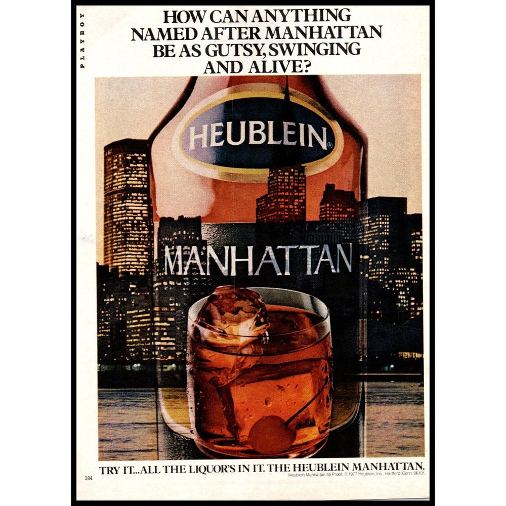 1978 Heublein Manhattan Cocktails Vintage Print Ad New York City Skyline Photo
